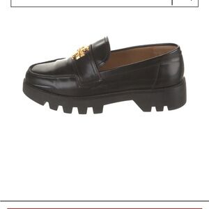 Like-new Tory Burch Black Loafers with Gold Detail